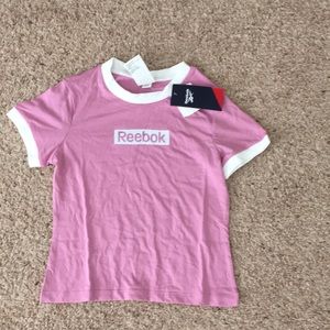 NWT Reebok pink babydoll baseball tee shirt XS NWT athleisure